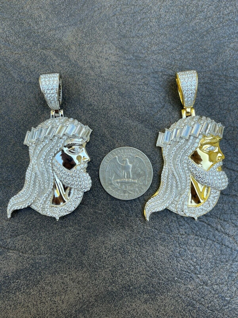 Men's Real 925 Silver / Gold Jesus Piece Iced Hip Hop Necklace Baguette Diamond 16 Men's Real 925 Silver / Gold Jesus Piece Iced Hip Hop Necklace Baguette Diamond - Image 14