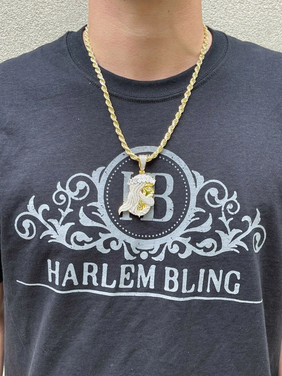 Men's Real 925 Silver / Gold Jesus Piece Iced Hip Hop Necklace Baguette Diamond 14 Men's Real 925 Silver / Gold Jesus Piece Iced Hip Hop Necklace Baguette Diamond - Image 12