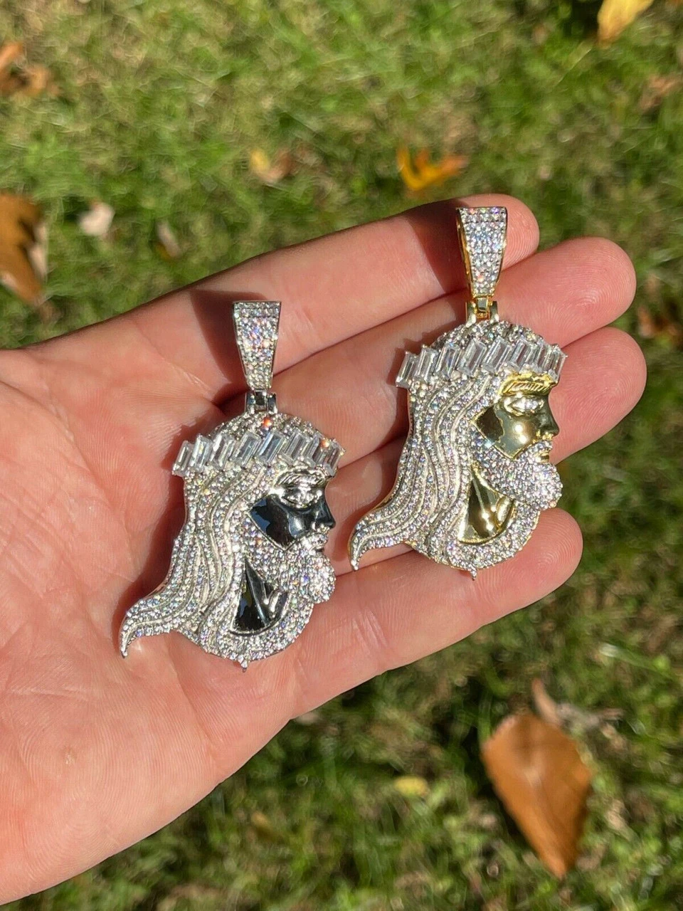 Men's Real 925 Silver / Gold Jesus Piece Iced Hip Hop Necklace Baguette Diamond 11 Men's Real 925 Silver / Gold Jesus Piece Iced Hip Hop Necklace Baguette Diamond - Image 9