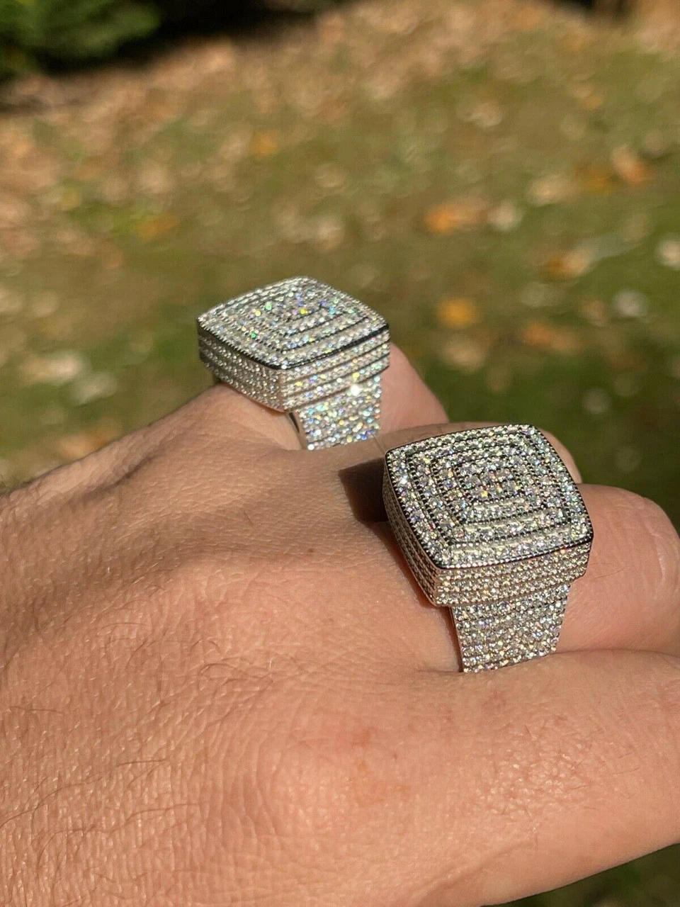 Men's Real 925 Silver Iced Hip Hop 5ct MOISSANITE RING Pass Diamond Test Pinky 5 Men's Real 925 Silver Iced Hip Hop 5ct MOISSANITE RING Pass Diamond Test Pinky - Image 3