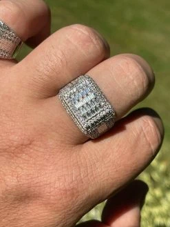 Mens Real 925 Silver Ring Iced Baguette Diamond Pinky Hip Hop Size 6 7 8 9 10 11 -Harlem Bling Shop harlembling mens real 925 silver ring iced baguette diamond pinky hip hop size 6 7 8 9 10 11 55147.1664377026