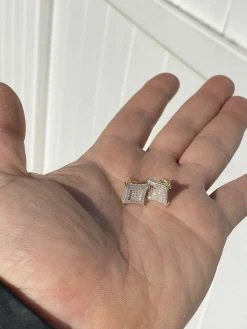 Men's Real 925 Sterling Silver & 14k Gold Iced Kite Moissanite Earrings Studs 14 Men's Real 925 Sterling Silver & 14k Gold Iced Kite Moissanite Earrings Studs -Harlem Bling Shop harlembling mens real 925 sterling silver and 14k gold iced kite moissanite earrings studs 08658.1664396372