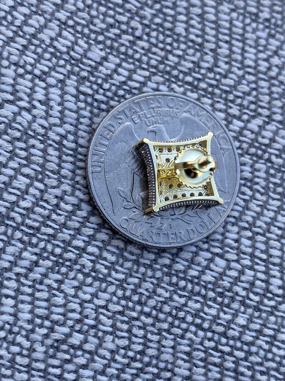 Men's Real 925 Sterling Silver & 14k Gold Iced Kite Moissanite Earrings Studs 8 Men's Real 925 Sterling Silver & 14k Gold Iced Kite Moissanite Earrings Studs - Image 7