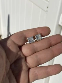 Men's Real 925 Sterling Silver & 14k Gold Iced Kite Moissanite Earrings Studs 13 Men's Real 925 Sterling Silver & 14k Gold Iced Kite Moissanite Earrings Studs -Harlem Bling Shop harlembling mens real 925 sterling silver and 14k gold iced kite moissanite earrings studs 46278.1664374656