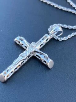 Men's Real 925 Sterling Silver Cross Pendant Necklace 2" Jesus On Crucifix Piece 23 Men's Real 925 Sterling Silver Cross Pendant Necklace 2" Jesus On Crucifix Piece -Harlem Bling Shop harlembling mens real 925 sterling silver cross pendant necklace 2 jesus on crucifix piece 81026.1664387954