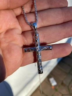 Men's Real 925 Sterling Silver Cross Pendant Necklace 2" Jesus On Crucifix Piece 22 Men's Real 925 Sterling Silver Cross Pendant Necklace 2" Jesus On Crucifix Piece -Harlem Bling Shop harlembling mens real 925 sterling silver cross pendant necklace 2 jesus on crucifix piece 88415.1664374342
