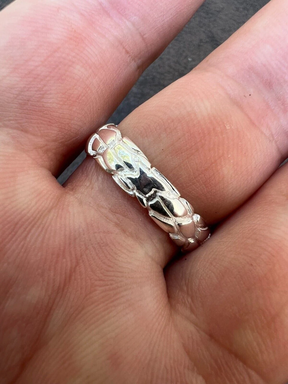 Mens Real 925 Sterling Silver Iced CZ Nugget Ring Hip Hop Size 7 8 9 10 11 12 13 9 Mens Real 925 Sterling Silver Iced CZ Nugget Ring Hip Hop Size 7 8 9 10 11 12 13 - Image 7