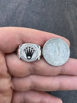 Mens Real 925 Sterling Silver Iced Out Rolex Crown Watch Ring -Harlem Bling Shop harlembling mens real 925 sterling silver iced out rolex crown watch ring 83732.1672764883