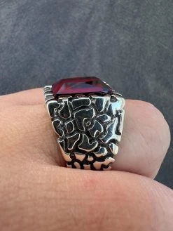 Mens Real 925 Sterling Silver Iced Simulated Big Red Ruby Nugget Hip Hop Ring 25 Mens Real 925 Sterling Silver Iced Simulated Big Red Ruby Nugget Hip Hop Ring -Harlem Bling Shop harlembling mens real 925 sterling silver iced simulated big red ruby nugget hip hop ring 37727.1672851800