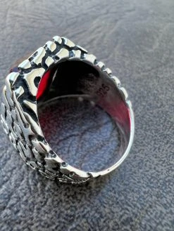 Mens Real 925 Sterling Silver Iced Simulated Big Red Ruby Nugget Hip Hop Ring 32 Mens Real 925 Sterling Silver Iced Simulated Big Red Ruby Nugget Hip Hop Ring -Harlem Bling Shop harlembling mens real 925 sterling silver iced simulated big red ruby nugget hip hop ring 47486.1672851649