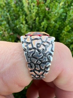 Mens Real 925 Sterling Silver Iced Simulated Big Red Ruby Nugget Hip Hop Ring 40 Mens Real 925 Sterling Silver Iced Simulated Big Red Ruby Nugget Hip Hop Ring -Harlem Bling Shop harlembling mens real 925 sterling silver iced simulated big red ruby nugget hip hop ring 55362.1672851686