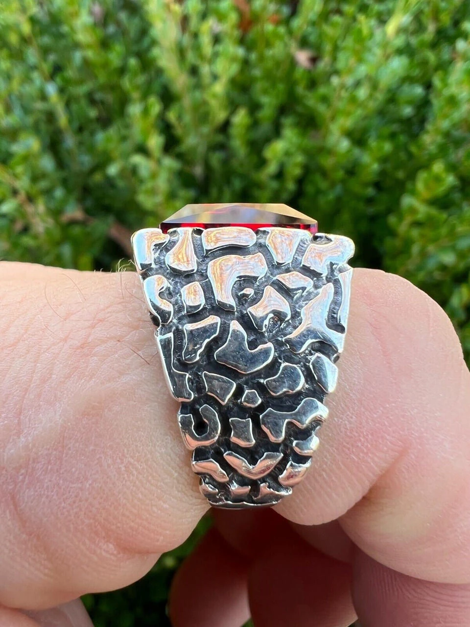 Mens Real 925 Sterling Silver Iced Simulated Big Red Ruby Nugget Hip Hop Ring 21 Mens Real 925 Sterling Silver Iced Simulated Big Red Ruby Nugget Hip Hop Ring - Image 19