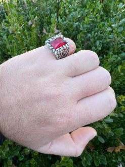 Mens Real 925 Sterling Silver Iced Simulated Big Red Ruby Nugget Hip Hop Ring 31 Mens Real 925 Sterling Silver Iced Simulated Big Red Ruby Nugget Hip Hop Ring -Harlem Bling Shop harlembling mens real 925 sterling silver iced simulated big red ruby nugget hip hop ring 60242.1672851539