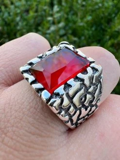 Mens Real 925 Sterling Silver Iced Simulated Big Red Ruby Nugget Hip Hop Ring 34 Mens Real 925 Sterling Silver Iced Simulated Big Red Ruby Nugget Hip Hop Ring -Harlem Bling Shop harlembling mens real 925 sterling silver iced simulated big red ruby nugget hip hop ring 66970.1672851568