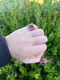Mens Real 925 Sterling Silver Iced Simulated Big Red Ruby Nugget Hip Hop Ring 37 Mens Real 925 Sterling Silver Iced Simulated Big Red Ruby Nugget Hip Hop Ring -Harlem Bling Shop harlembling mens real 925 sterling silver iced simulated big red ruby nugget hip hop ring 78481.1672851580