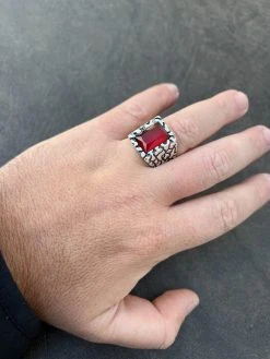 Mens Real 925 Sterling Silver Iced Simulated Big Red Ruby Nugget Hip Hop Ring 28 Mens Real 925 Sterling Silver Iced Simulated Big Red Ruby Nugget Hip Hop Ring -Harlem Bling Shop harlembling mens real 925 sterling silver iced simulated big red ruby nugget hip hop ring 85825.1672851596