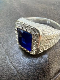 Men's Real 925 Sterling Silver Iced Simulated Blue Sapphire & CZ Hip Hop Ring 22 Men's Real 925 Sterling Silver Iced Simulated Blue Sapphire & CZ Hip Hop Ring -Harlem Bling Shop harlembling mens real 925 sterling silver iced simulated blue sapphire and cz hip hop ring 02362.1664300311
