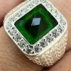Men's Real 925 Sterling Silver Iced Simulated Green Emerald & CZ Hip Hop Ring -Harlem Bling Shop harlembling mens real 925 sterling silver iced simulated green emerald and cz hip hop ring 13194.1664302634