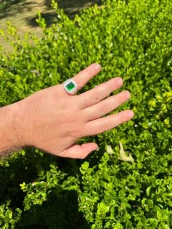 Men's Real 925 Sterling Silver Iced Simulated Green Emerald & CZ Hip Hop Ring -Harlem Bling Shop harlembling mens real 925 sterling silver iced simulated green emerald and cz hip hop ring 15162.1664302623