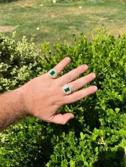 Men's Real 925 Sterling Silver Iced Simulated Green Emerald & CZ Hip Hop Ring -Harlem Bling Shop harlembling mens real 925 sterling silver iced simulated green emerald and cz hip hop ring 84447.1664300202