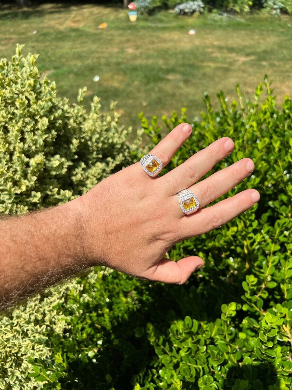 Mens Real 925 Sterling Silver Iced Simulated Yellow Canary Diamond Hip Hop Ring 3 Mens Real 925 Sterling Silver Iced Simulated Yellow Canary Diamond Hip Hop Ring