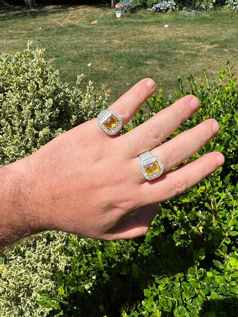 Mens Real 925 Sterling Silver Iced Simulated Yellow Canary Diamond Hip Hop Ring 10 Mens Real 925 Sterling Silver Iced Simulated Yellow Canary Diamond Hip Hop Ring - Image 8