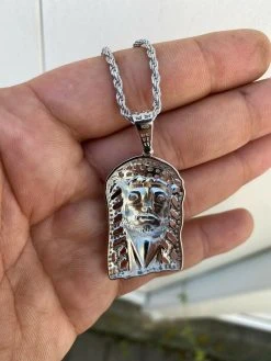 Men's Real 925 Sterling Silver Jesus Piece Necklace 1x1.5" Iced Hip Hop Pendant 23 Men's Real 925 Sterling Silver Jesus Piece Necklace 1x1.5" Iced Hip Hop Pendant -Harlem Bling Shop harlembling mens real 925 sterling silver jesus piece necklace 1x1.5 iced hip hop pendant 10149.1664372967