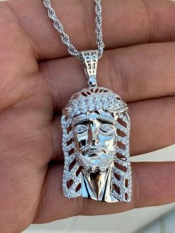 Men's Real 925 Sterling Silver Jesus Piece Necklace 1x1.5" Iced Hip Hop Pendant 16 Men's Real 925 Sterling Silver Jesus Piece Necklace 1x1.5" Iced Hip Hop Pendant -Harlem Bling Shop harlembling mens real 925 sterling silver jesus piece necklace 1x1.5 iced hip hop pendant 49287.1664394696