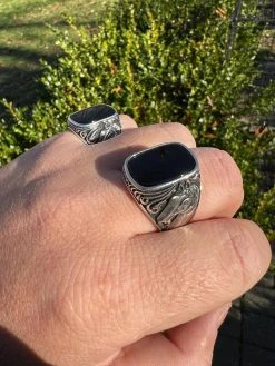 Mens Real 925 Sterling Silver Natural Black Onyx Gemstone W. Horse Design Ring 23 Mens Real 925 Sterling Silver Natural Black Onyx Gemstone W. Horse Design Ring -Harlem Bling Shop harlembling mens real 925 sterling silver natural black onyx gemstone w horse design ring 23832.1672851543