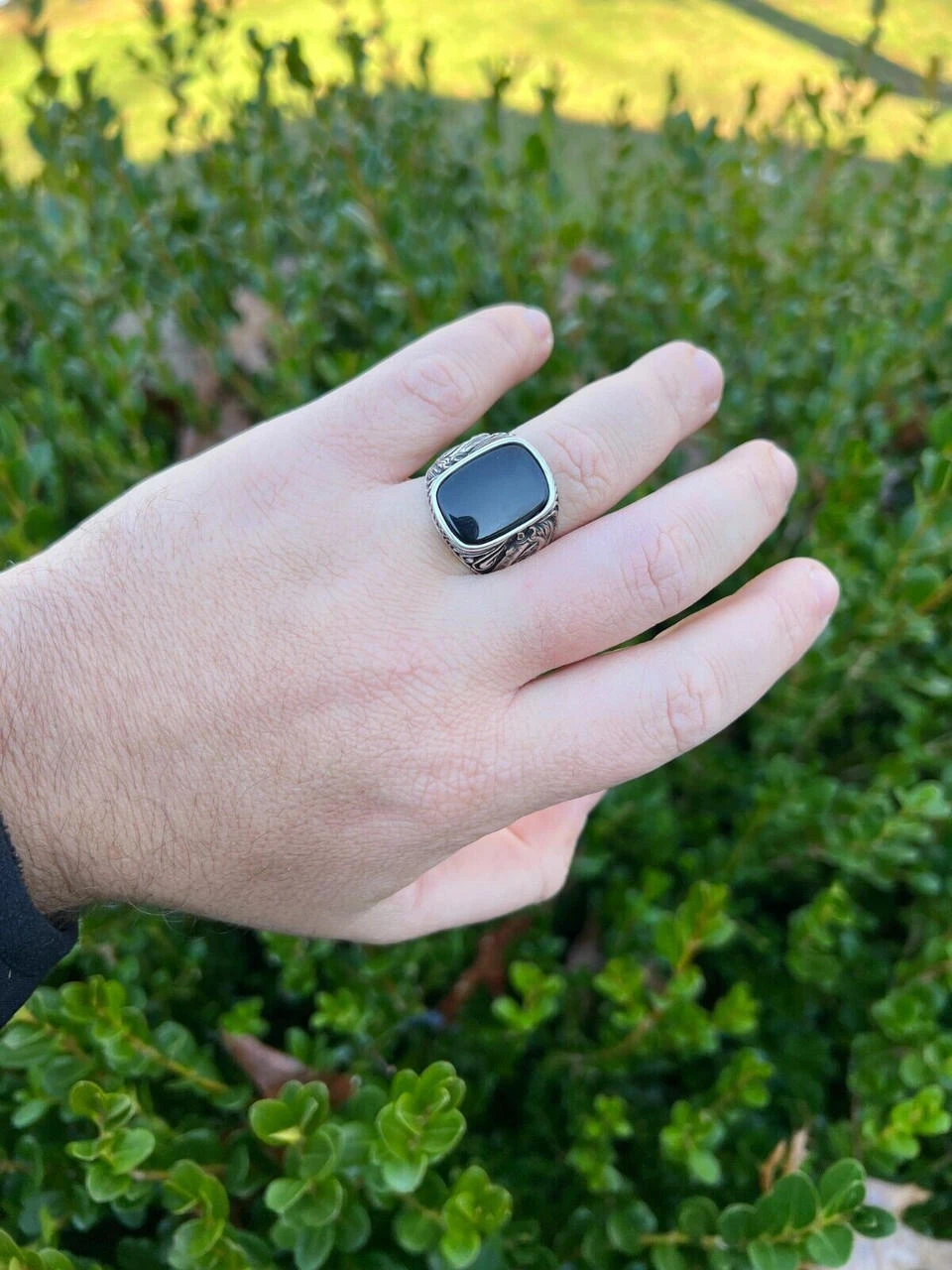 Mens Real 925 Sterling Silver Natural Black Onyx Gemstone W. Horse Design Ring 16 Mens Real 925 Sterling Silver Natural Black Onyx Gemstone W. Horse Design Ring - Image 14