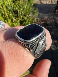 Mens Real 925 Sterling Silver Natural Black Onyx Gemstone W. Horse Design Ring 31 Mens Real 925 Sterling Silver Natural Black Onyx Gemstone W. Horse Design Ring -Harlem Bling Shop harlembling mens real 925 sterling silver natural black onyx gemstone w horse design ring 46683.1672851658