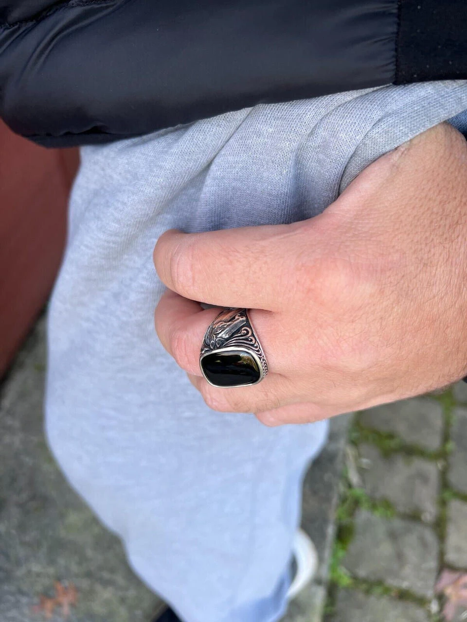 Mens Real 925 Sterling Silver Natural Black Onyx Gemstone W. Horse Design Ring 19 Mens Real 925 Sterling Silver Natural Black Onyx Gemstone W. Horse Design Ring - Image 17