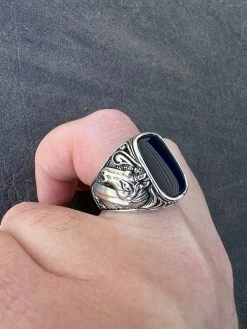 Mens Real 925 Sterling Silver Natural Black Onyx Gemstone W. Horse Design Ring 32 Mens Real 925 Sterling Silver Natural Black Onyx Gemstone W. Horse Design Ring -Harlem Bling Shop harlembling mens real 925 sterling silver natural black onyx gemstone w horse design ring 84428.1672851700