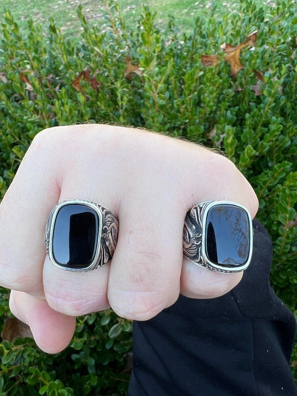 Mens Real 925 Sterling Silver Natural Black Onyx Gemstone W. Horse Design Ring 20 Mens Real 925 Sterling Silver Natural Black Onyx Gemstone W. Horse Design Ring - Image 18