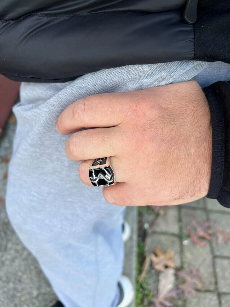 Mens Real 925 Sterling Silver Natural Black Onyx W. Anchor Sailor Maritime Ring 8 Mens Real 925 Sterling Silver Natural Black Onyx W. Anchor Sailor Maritime Ring - Image 6