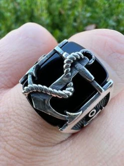 Mens Real 925 Sterling Silver Natural Black Onyx W. Anchor Sailor Maritime Ring 22 Mens Real 925 Sterling Silver Natural Black Onyx W. Anchor Sailor Maritime Ring -Harlem Bling Shop harlembling mens real 925 sterling silver natural black onyx w anchor sailor maritime ring 33189.1672851691