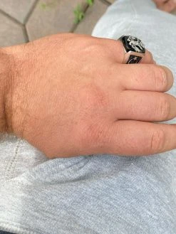 Mens Real 925 Sterling Silver Ring Albanian Double Headed Eagle Islamic Crescent -Harlem Bling Shop harlembling mens real 925 sterling silver ring albanian double headed eagle islamic crescent 26325.1664387480