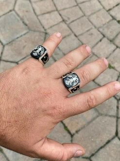 Mens Real 925 Sterling Silver Ring Albanian Double Headed Eagle Islamic Crescent -Harlem Bling Shop harlembling mens real 925 sterling silver ring albanian double headed eagle islamic crescent 74958.1664398511