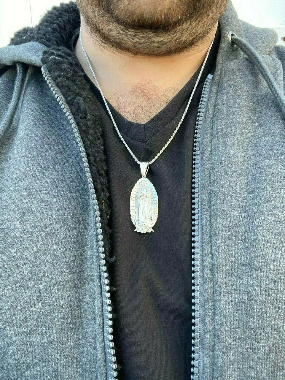 Men's Real 925 Sterling Silver - Virgin Mary Guadalupe Necklace Nuestra Senora 15 Men's Real 925 Sterling Silver - Virgin Mary Guadalupe Necklace Nuestra Senora - Image 13