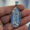 Men's Real 925 Sterling Silver - Virgin Mary Guadalupe Necklace Nuestra Senora