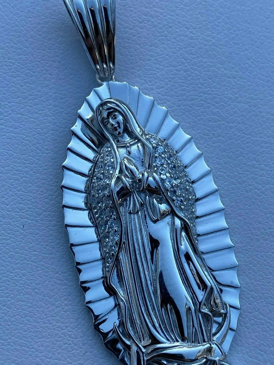 Men's Real 925 Sterling Silver - Virgin Mary Guadalupe Necklace Nuestra Senora 10 Men's Real 925 Sterling Silver - Virgin Mary Guadalupe Necklace Nuestra Senora - Image 8