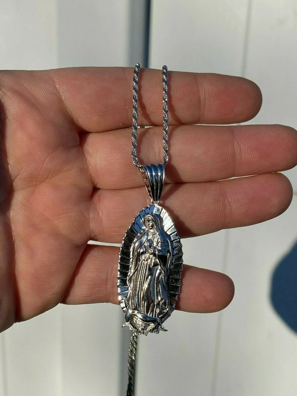 Men's Real 925 Sterling Silver - Virgin Mary Guadalupe Necklace Senora Pendant 12 Men's Real 925 Sterling Silver - Virgin Mary Guadalupe Necklace Senora Pendant - Image 10