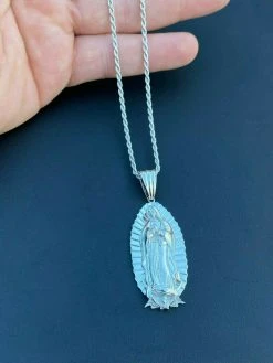 Men's Real 925 Sterling Silver - Virgin Mary Guadalupe Necklace Senora Pendant 15 Men's Real 925 Sterling Silver - Virgin Mary Guadalupe Necklace Senora Pendant -Harlem Bling Shop harlembling mens real 925 sterling silver virgin mary guadalupe necklace senora pendant 20918.1664379393