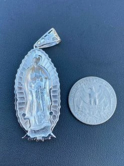 Men's Real 925 Sterling Silver - Virgin Mary Guadalupe Necklace Senora Pendant 16 Men's Real 925 Sterling Silver - Virgin Mary Guadalupe Necklace Senora Pendant -Harlem Bling Shop harlembling mens real 925 sterling silver virgin mary guadalupe necklace senora pendant 49702.1664400137