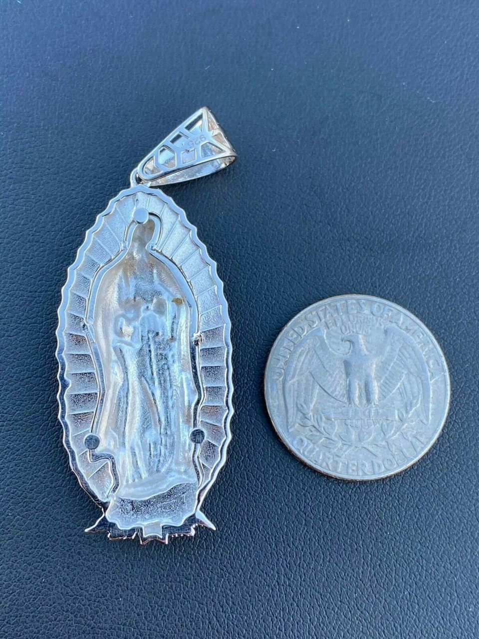 Men's Real 925 Sterling Silver - Virgin Mary Guadalupe Necklace Senora Pendant 7 Men's Real 925 Sterling Silver - Virgin Mary Guadalupe Necklace Senora Pendant - Image 5