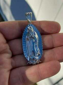 Men's Real 925 Sterling Silver - Virgin Mary Guadalupe Necklace Senora Pendant 20 Men's Real 925 Sterling Silver - Virgin Mary Guadalupe Necklace Senora Pendant -Harlem Bling Shop harlembling mens real 925 sterling silver virgin mary guadalupe necklace senora pendant 97020.1664393657