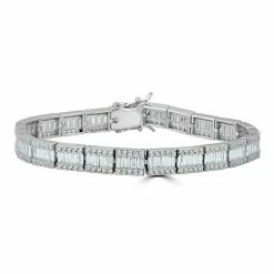 Men's Real Baguette 8mm MOISSANITE Tennis Bracelet Solid 925 Silver Hip Hop Iced -Harlem Bling Shop harlembling mens real baguette 8mm moissanite tennis bracelet solid 925 silver hip hop iced 19160.1686953527