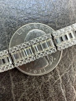 Men's Real Baguette 8mm MOISSANITE Tennis Bracelet Solid 925 Silver Hip Hop Iced -Harlem Bling Shop harlembling mens real baguette 8mm moissanite tennis bracelet solid 925 silver hip hop iced 32263.1686953532