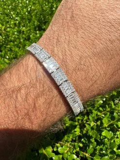 Men's Real Baguette 8mm MOISSANITE Tennis Bracelet Solid 925 Silver Hip Hop Iced -Harlem Bling Shop harlembling mens real baguette 8mm moissanite tennis bracelet solid 925 silver hip hop iced 48652.1686953523
