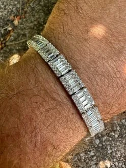Men's Real Baguette 8mm MOISSANITE Tennis Bracelet Solid 925 Silver Hip Hop Iced -Harlem Bling Shop harlembling mens real baguette 8mm moissanite tennis bracelet solid 925 silver hip hop iced 62029.1686953530